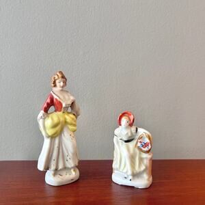 Pair of Two (2) Moriyama Porcelain Colonial Figurines - Occupied Japan 1945